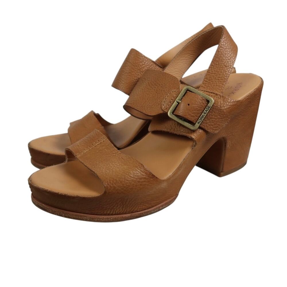 Kork-Ease San Carlos Platform Heel Sandals Tan Brown Leather 10